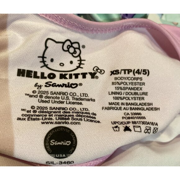 Hello Kitty By Sanrio Girls 1 Piece Swimsuit Bathingsuit Pink Green Size 4/5 - Picture 7 of 8